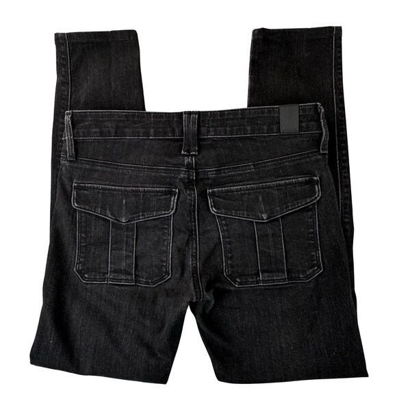 Vince Jeans Womens 26 x 26 Black Stone Wash Skinny Flap Button Pockets Mid-Rise - Picture 5 of 16